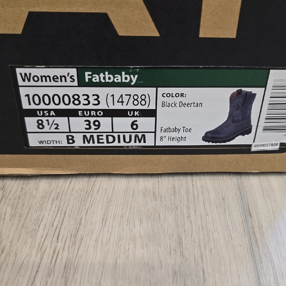 New In Box Ariat Fatbaby Black Leather Boots with Blue Stitching - Picture 2 of 12